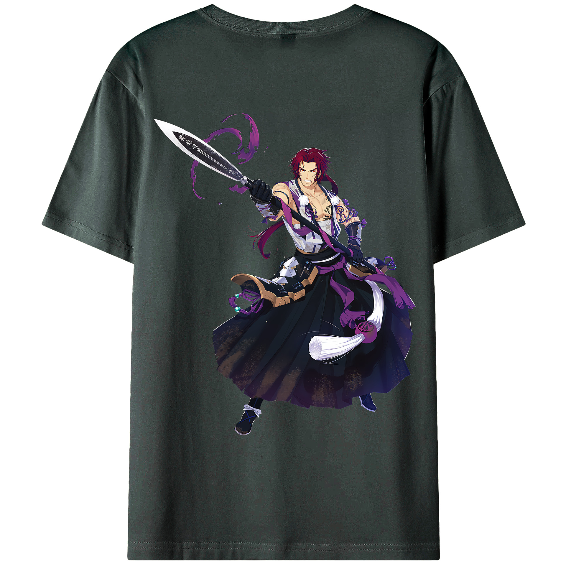 （画像用） 刀剣乱舞 Touken Ranbu 綿100％ メンズ半袖Tシャツ（バックプリント） 通気性